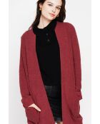 Gilet long à col châle bordeaux