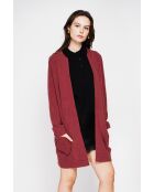 Gilet long à col châle bordeaux