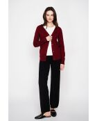 Gilet col v boutonné bordeaux