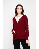 Gilet col v boutonné bordeaux