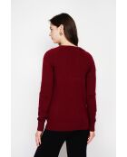 Gilet col v boutonné bordeaux