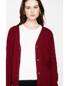 Gilet col v boutonné bordeaux