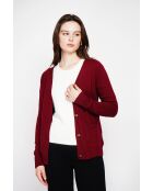 Gilet col v boutonné bordeaux