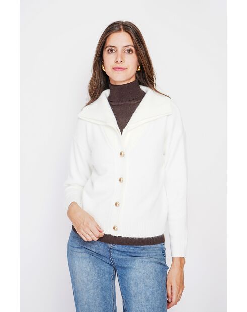 Gilet double col naturel