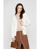 Gilet col v boutonné naturel