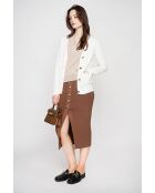 Gilet col v boutonné naturel