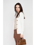 Gilet col v boutonné naturel