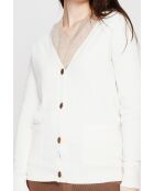 Gilet col v boutonné naturel