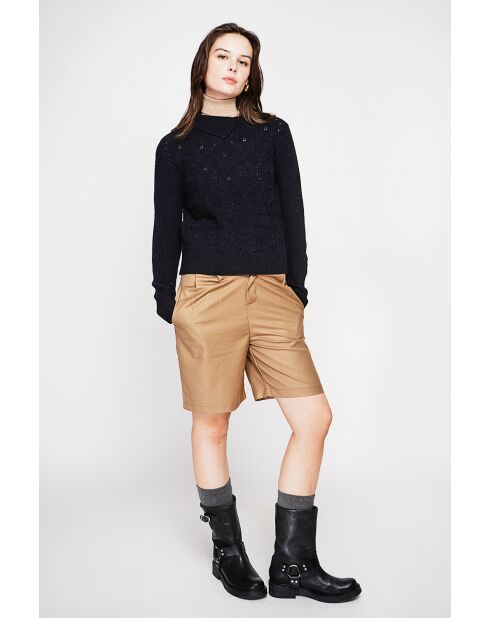 Pull col roulé croisé noir