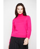 Pull col roulé classique fushia