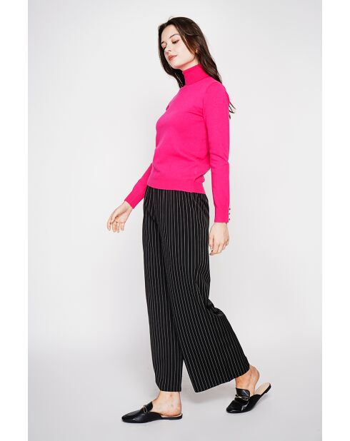 Pull col roulé classique fushia