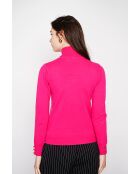 Pull col roulé classique fushia