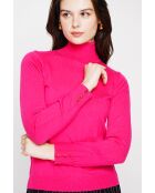 Pull col roulé classique fushia
