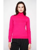 Pull col roulé classique fushia