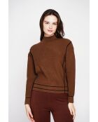 Pull col roulé montant marron