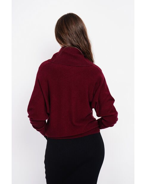 Pull col boule bordeaux