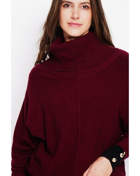 Pull col boule bordeaux