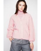 Gilet col v rose poudré