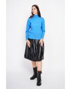 Pull col roulé azur