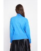 Pull col roulé azur