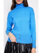 Pull col roulé azur