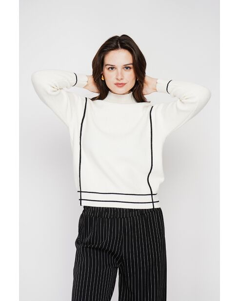 Pull col roulé montant naturel