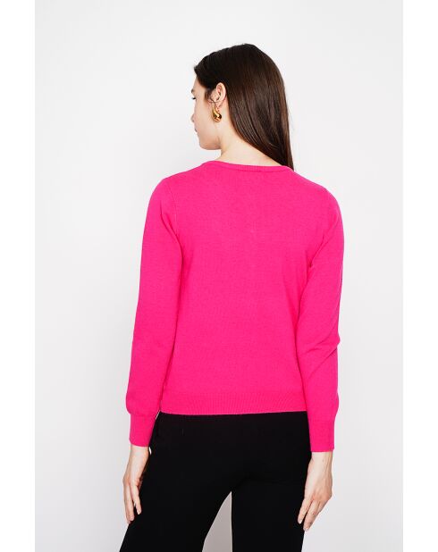 Gilet col ras du cou fushia