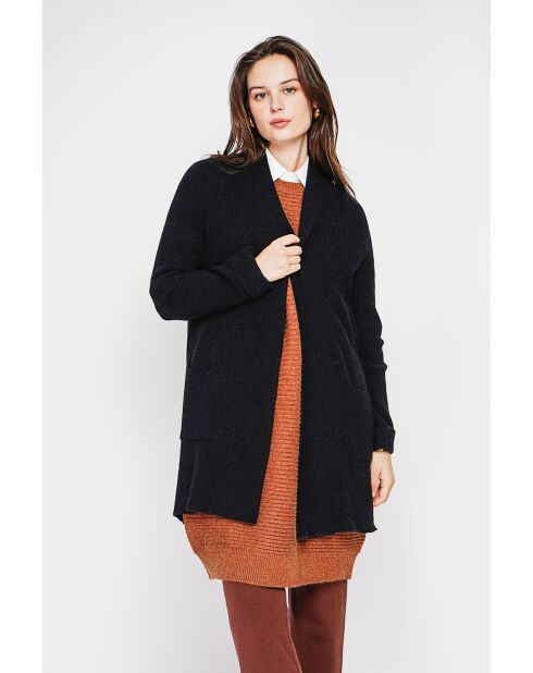 Gilet long à col châle noir