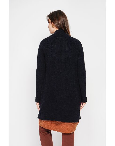 Gilet long à col châle noir