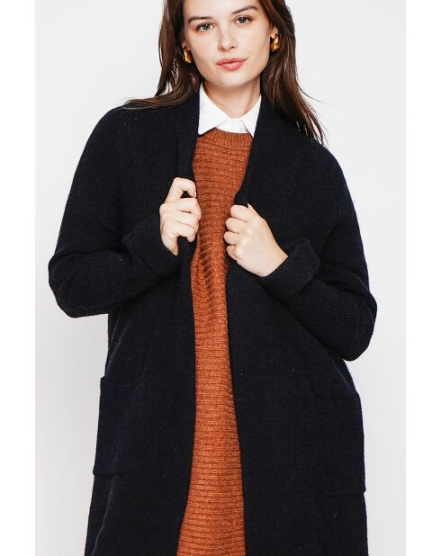 Gilet long à col châle noir