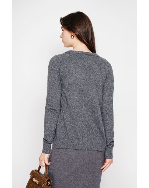 Gilet col v boutonné loup