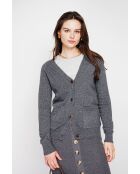 Gilet col v boutonné loup