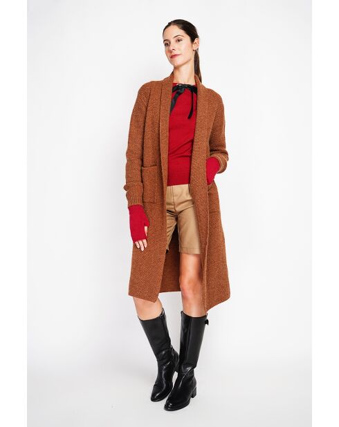 Gilet long fantaisie marron