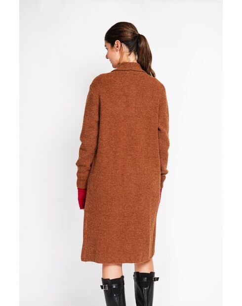 Gilet long fantaisie marron