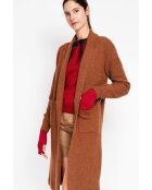 Gilet long fantaisie marron