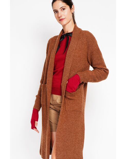 Gilet long fantaisie marron