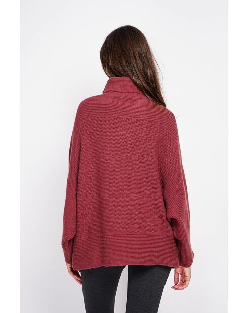 Pull poncho col roulé bordeaux