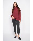 Pull poncho col roulé bordeaux
