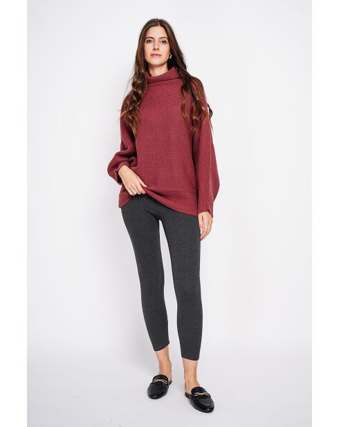 Pull poncho col roulé bordeaux