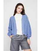 Gilet col v bleu gris