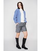 Gilet col v bleu gris