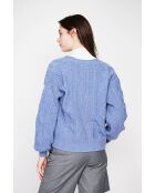 Gilet col v bleu gris