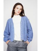 Gilet col v bleu gris