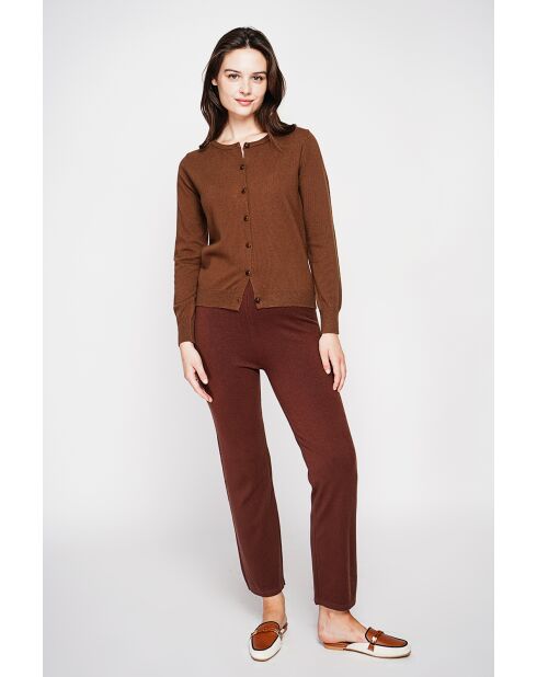 Gilet col ras du cou marron