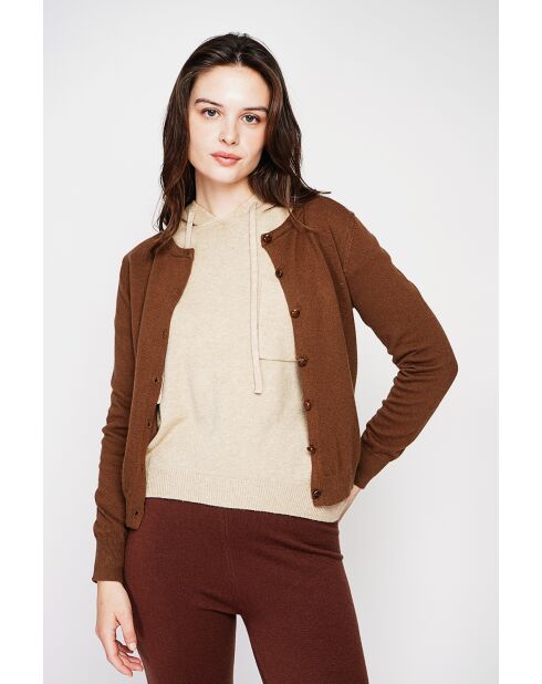 Gilet col ras du cou marron