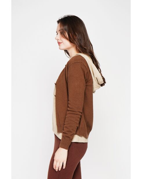 Gilet col ras du cou marron