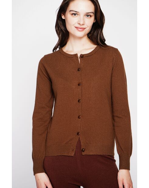 Gilet col ras du cou marron