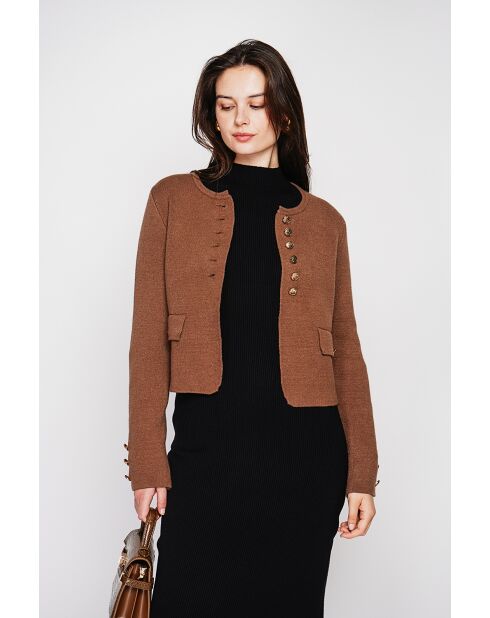 Veste courte boutonnée marron