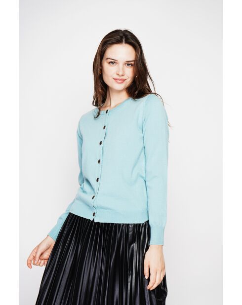 Gilet col ras du cou turquoise