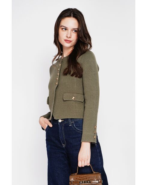 Veste courte boutonnée kaki